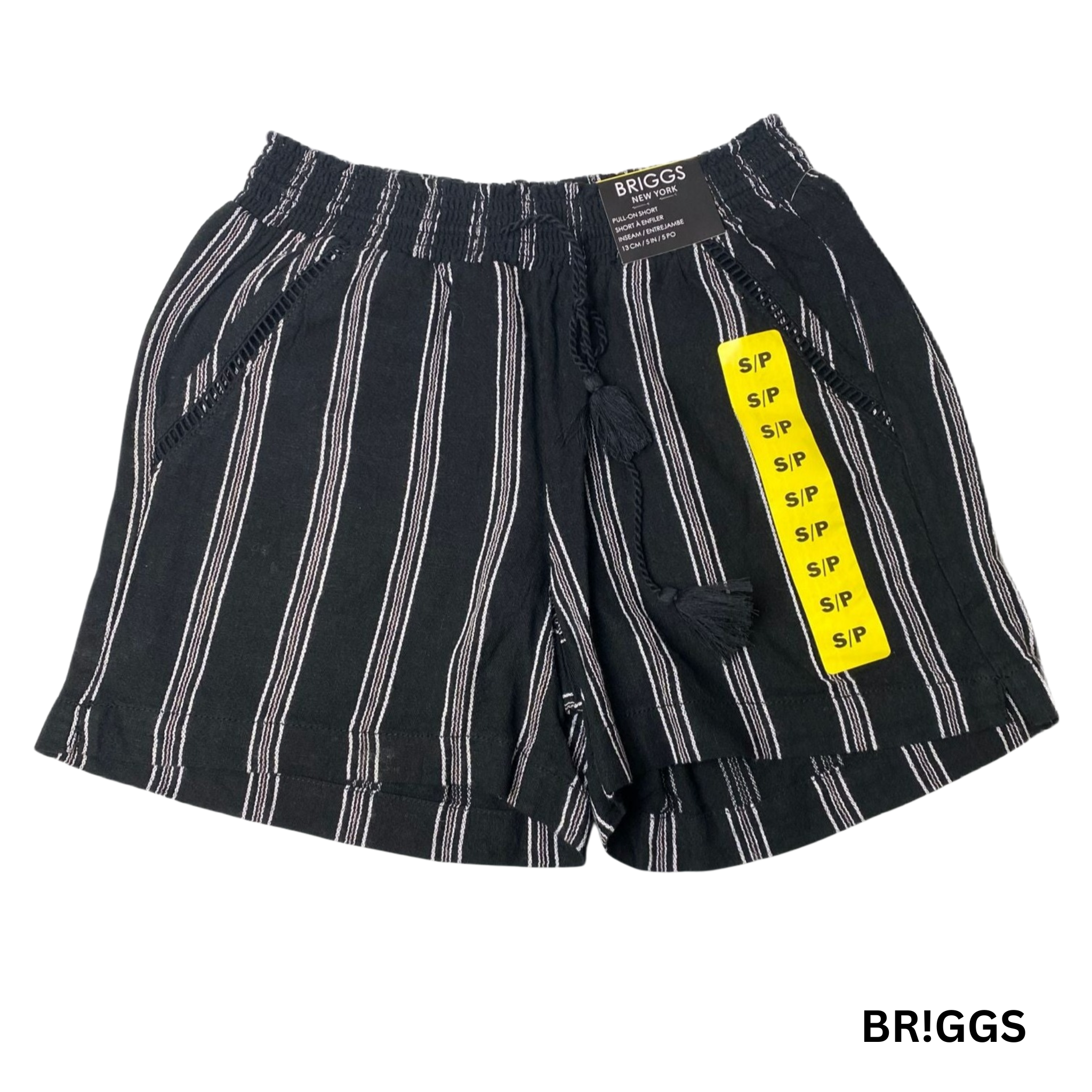 Women's Black and White Linen Blend Shorts - S