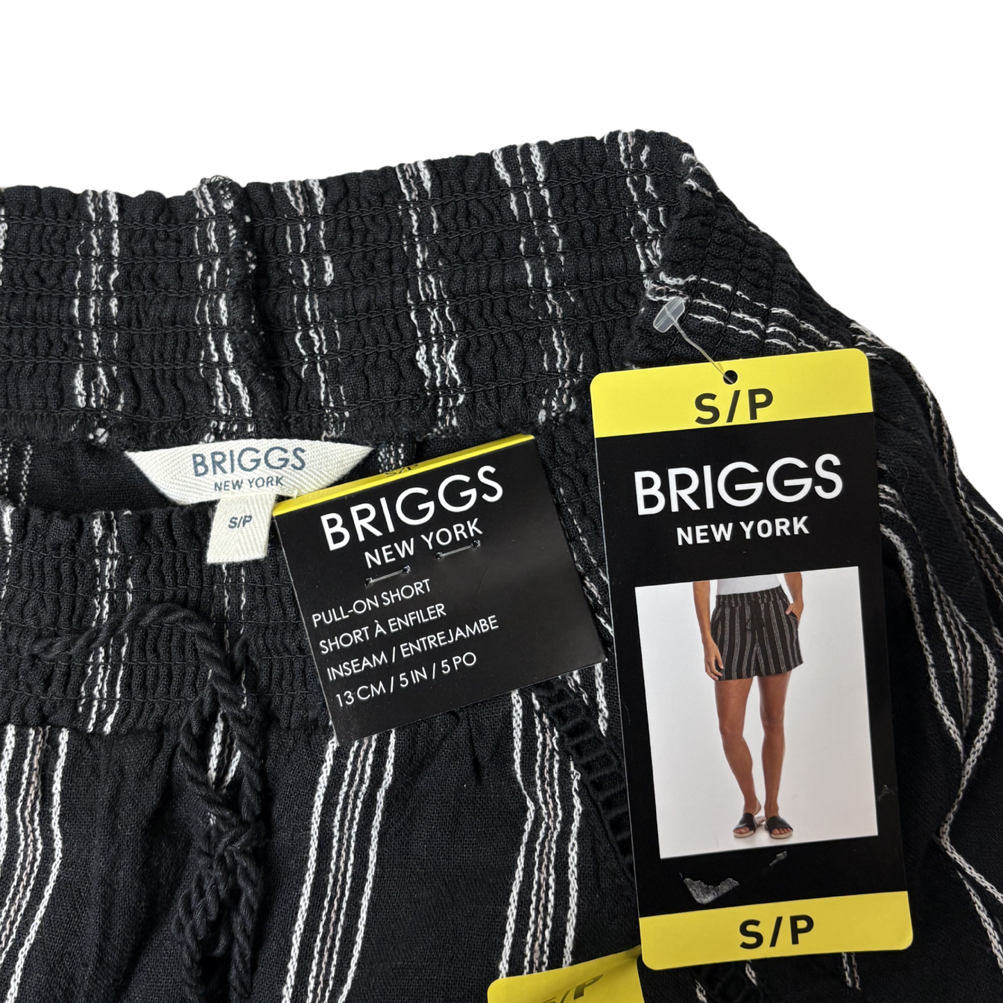 Women's Black and White Linen Blend Shorts - S