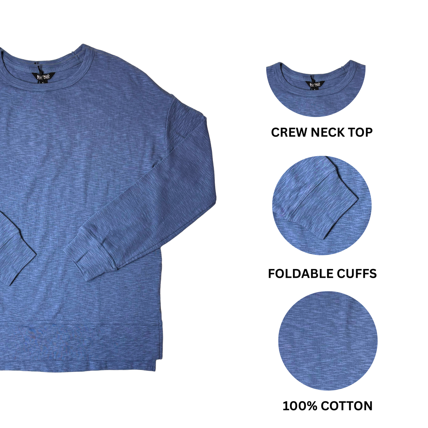 Women's Blue Long Sleeve Crewneck Shirt - S