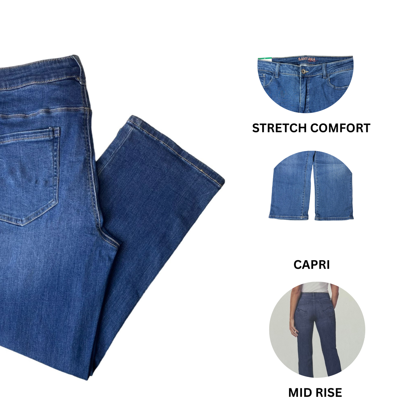 Women's Blue Mid-Rise Jeans - 12