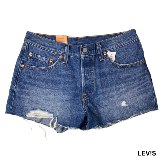 Women's Blue Straight Leg Denim Shorts - 27