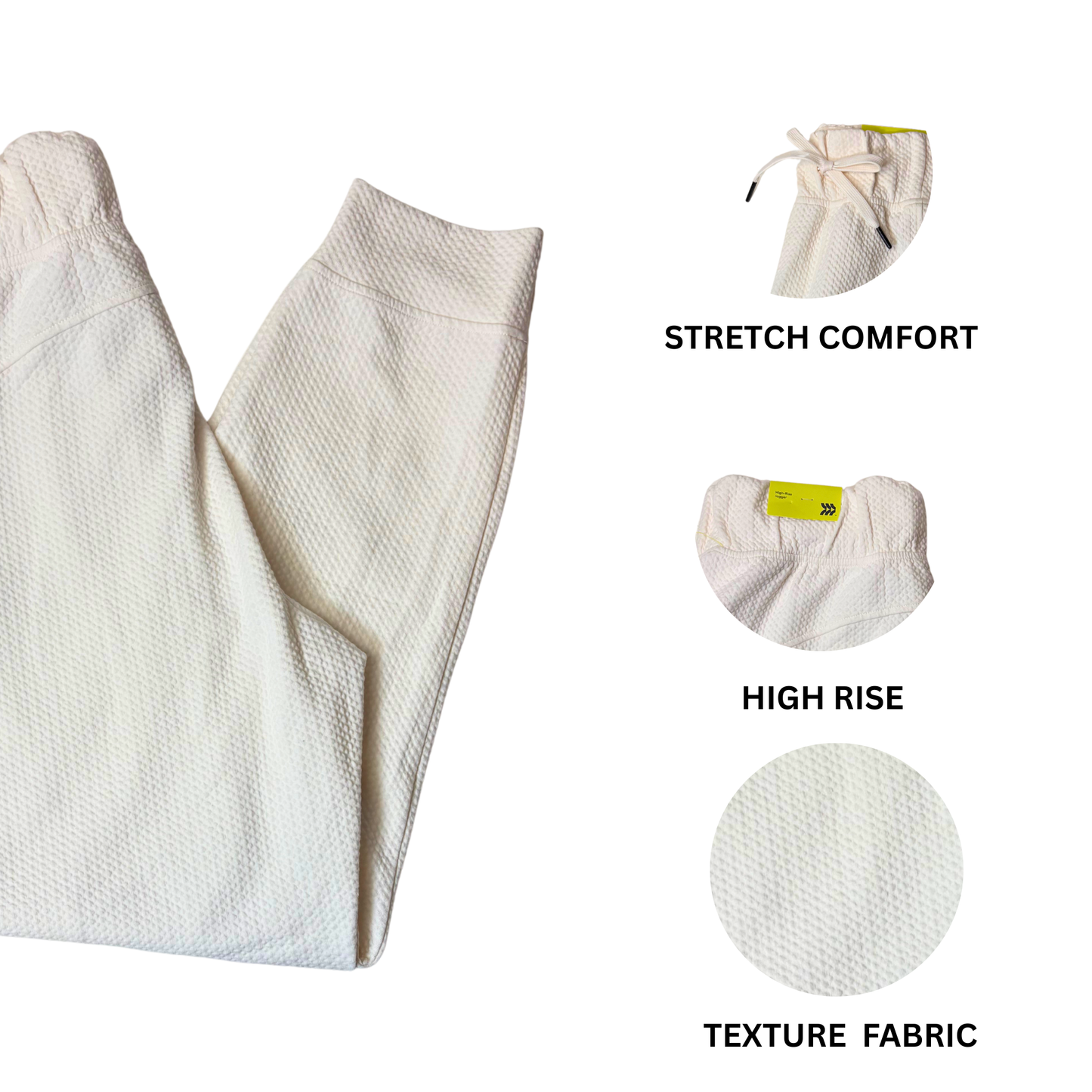 Women's Cream Textured Joggers