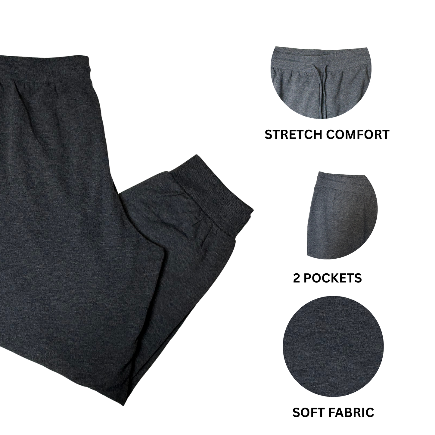 Women's Dark Grey Soft Fleece Drawstring Joggers - 2x