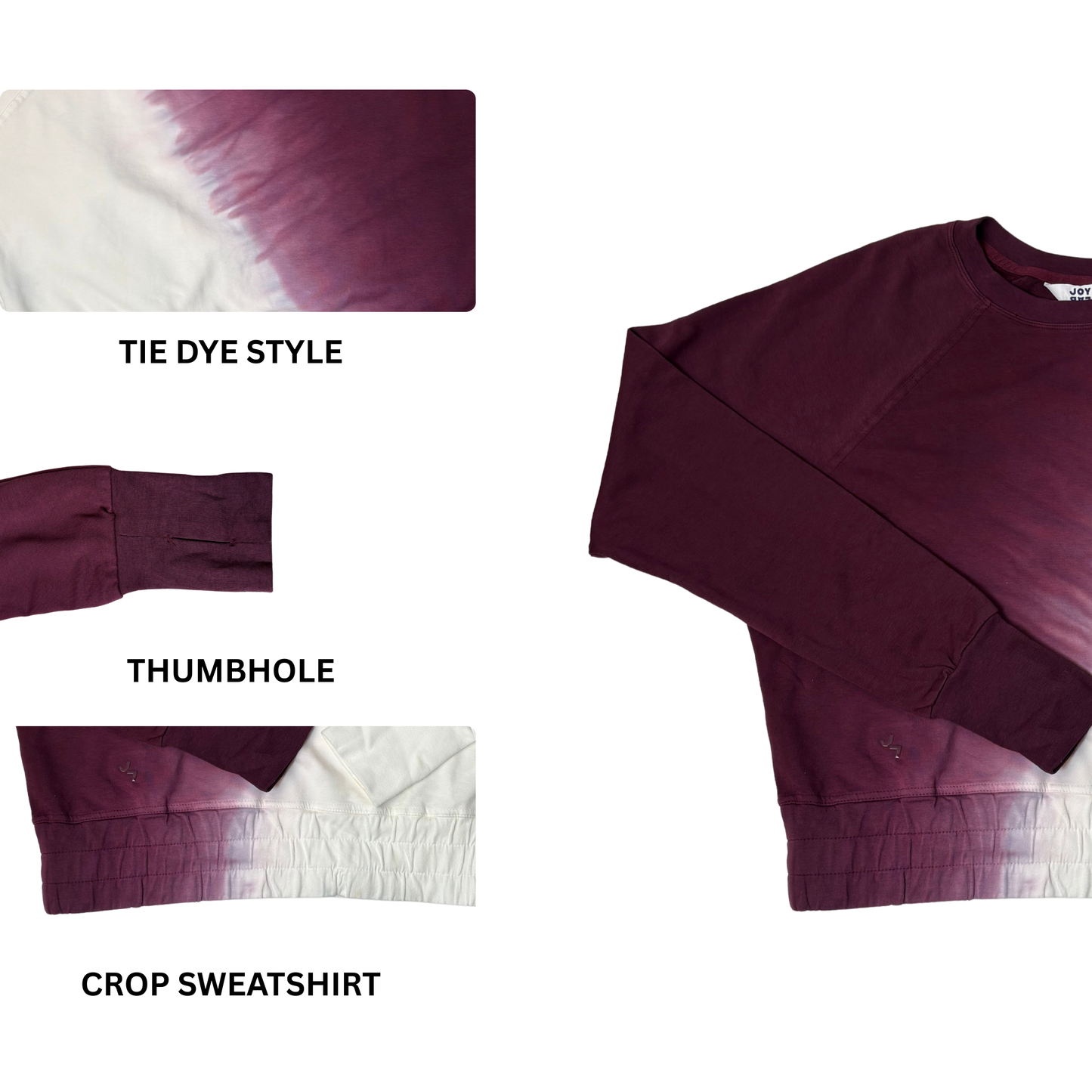 Women's Dark Red Long Sleeve Cropped Fit Sweatshirt - XS