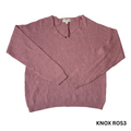 Women's Deep Mauve Long Sleeve V-Neck Sweater