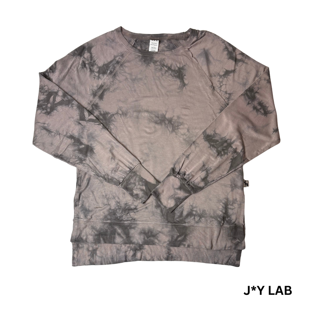 Women's Gray Long Sleeve Overdye High-Low Shirt