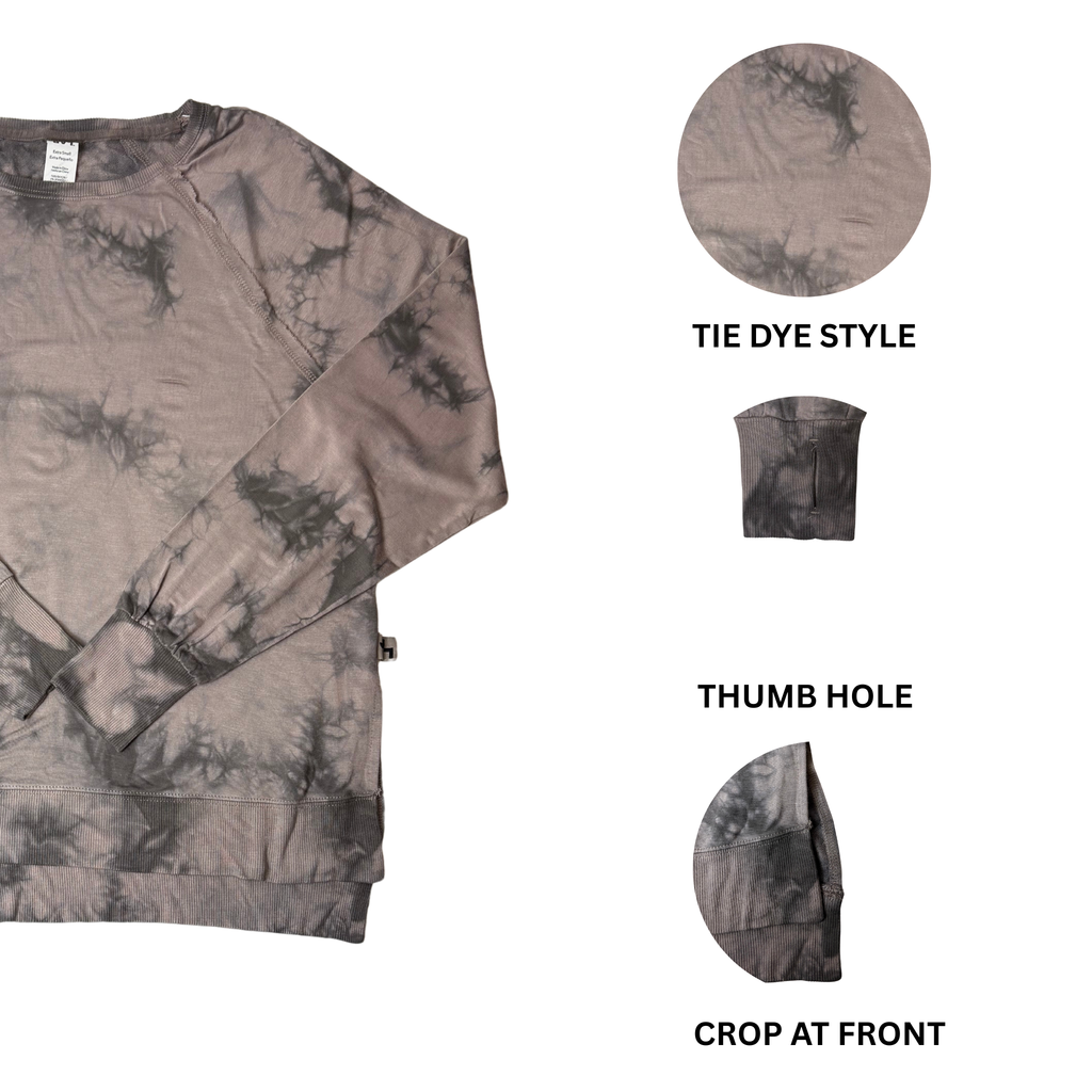 Women's Gray Long Sleeve Overdye High-Low Shirt