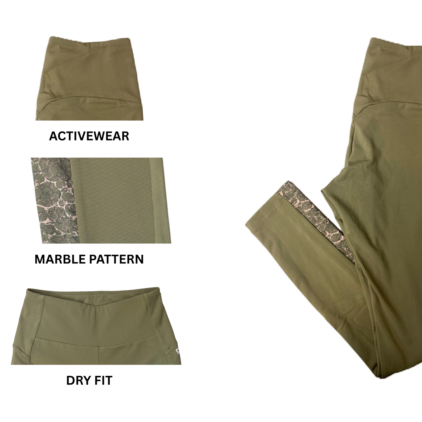 Women's Green and Pink Marble Vital Seamless Leggings - S