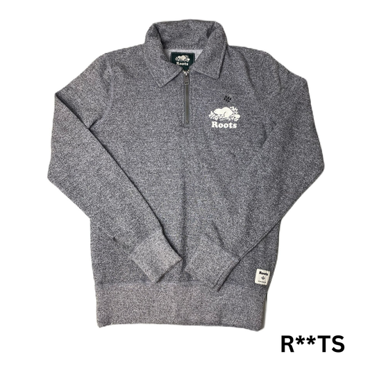 Women's Grey and Black 1/4 Zip Polo Sweater - XXS