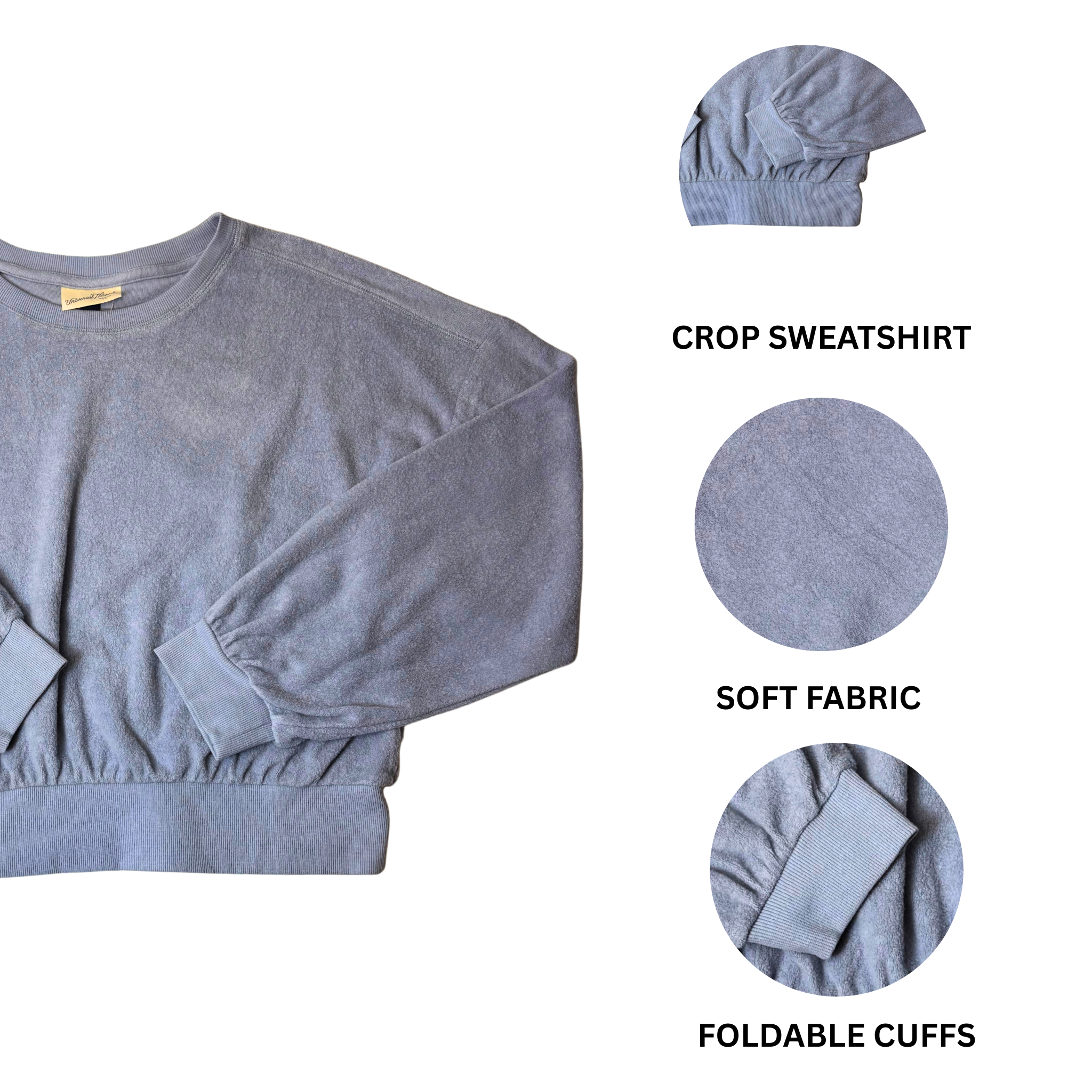 Women's Light Blue Terrycloth Sweatshirt - XL