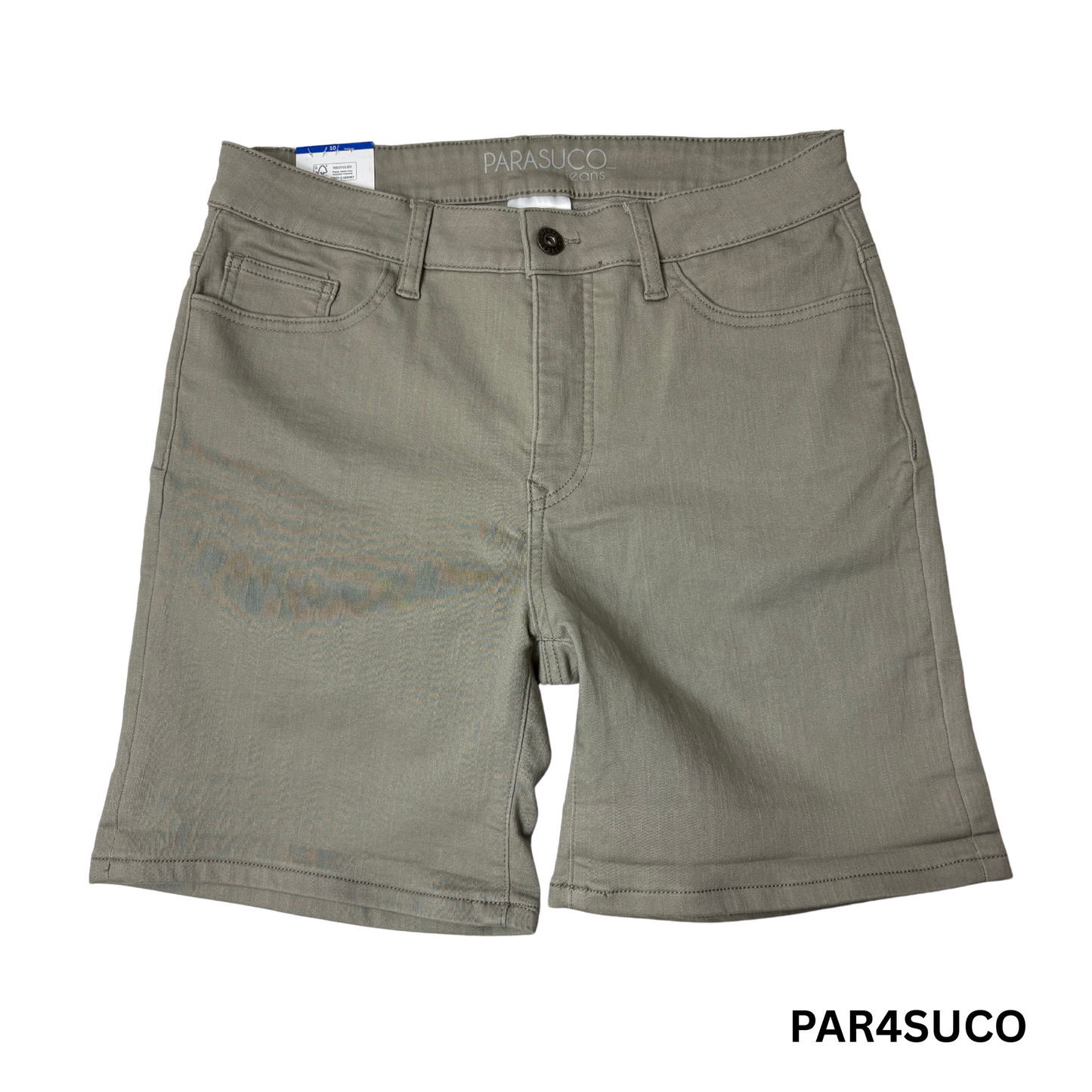 Women’s Light Green Jean Shorts – Mid-Rise Classic Fit with Tummy Control – Size 10