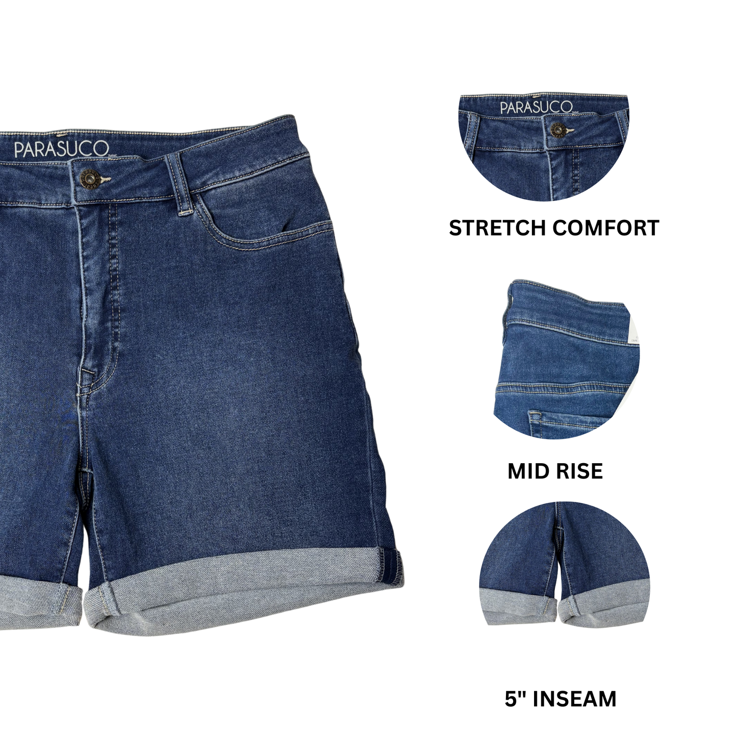 Women’s Mid-Rise Blue Jean Shorts – Size 12