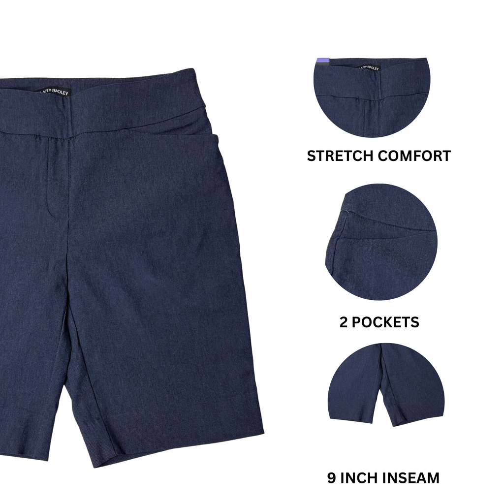 Women’s Navy Blue Shorts with Tummy Control – Size 4