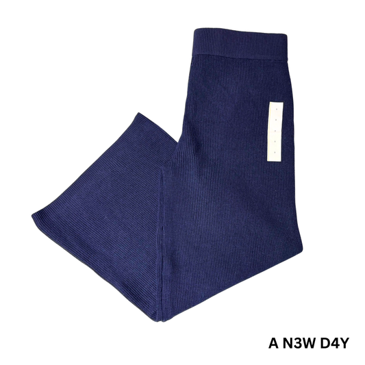 Women's Navy Knitted Wide Leg Pants - S