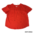 Women's Orange Short Sleeve Lace Front Shirt - M