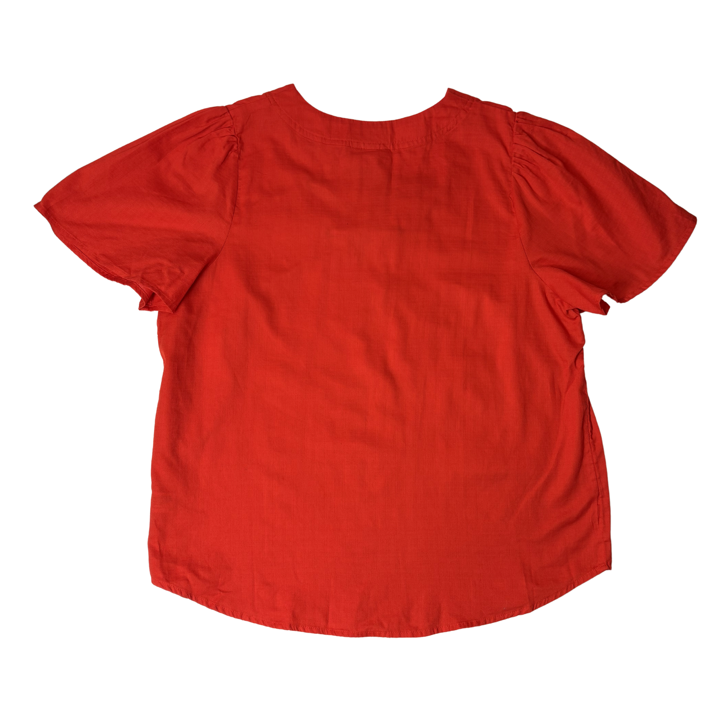 Women's Orange Short Sleeve Lace Front Shirt - M