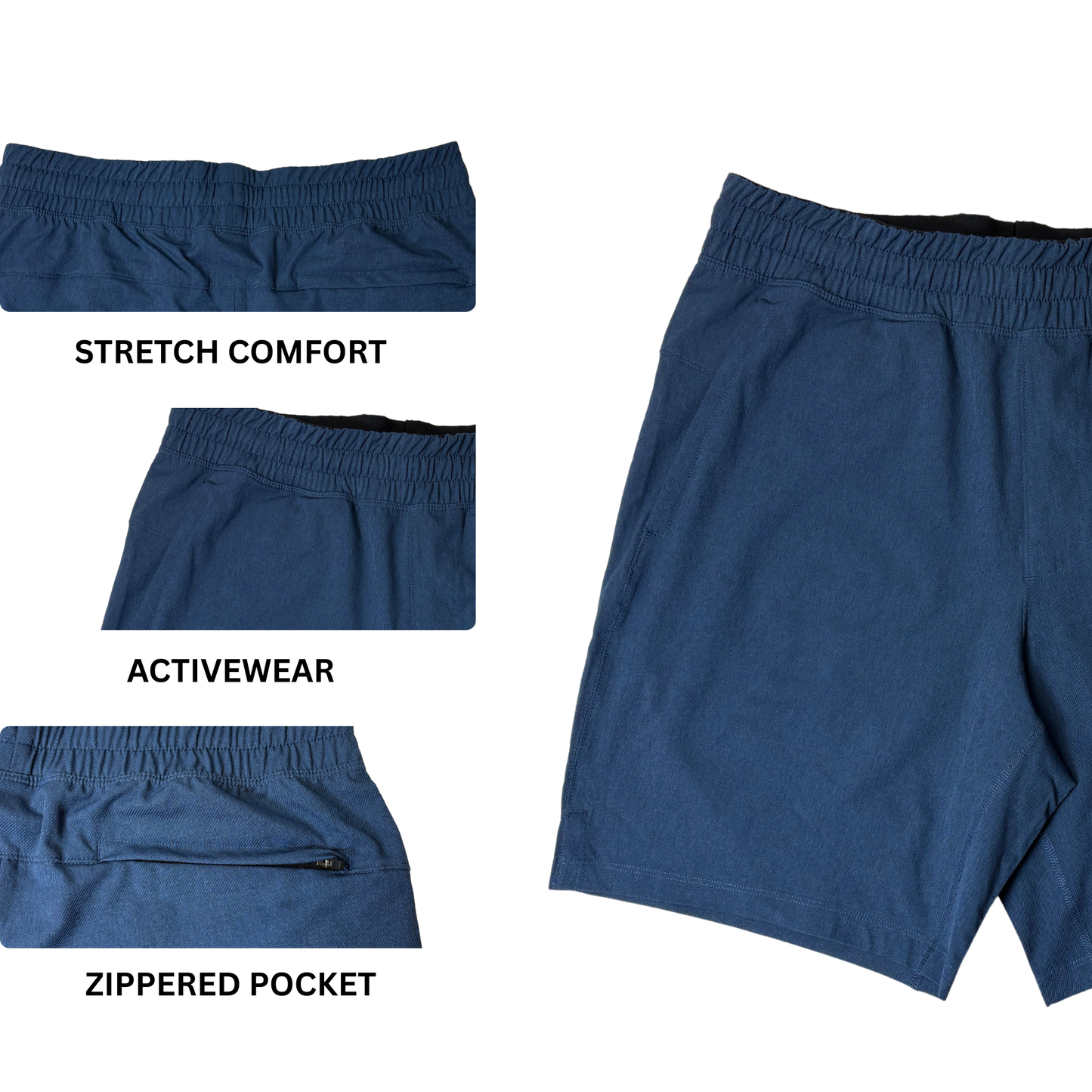 Men’s Blue Active Shorts – Lightweight Performance Design – Size S