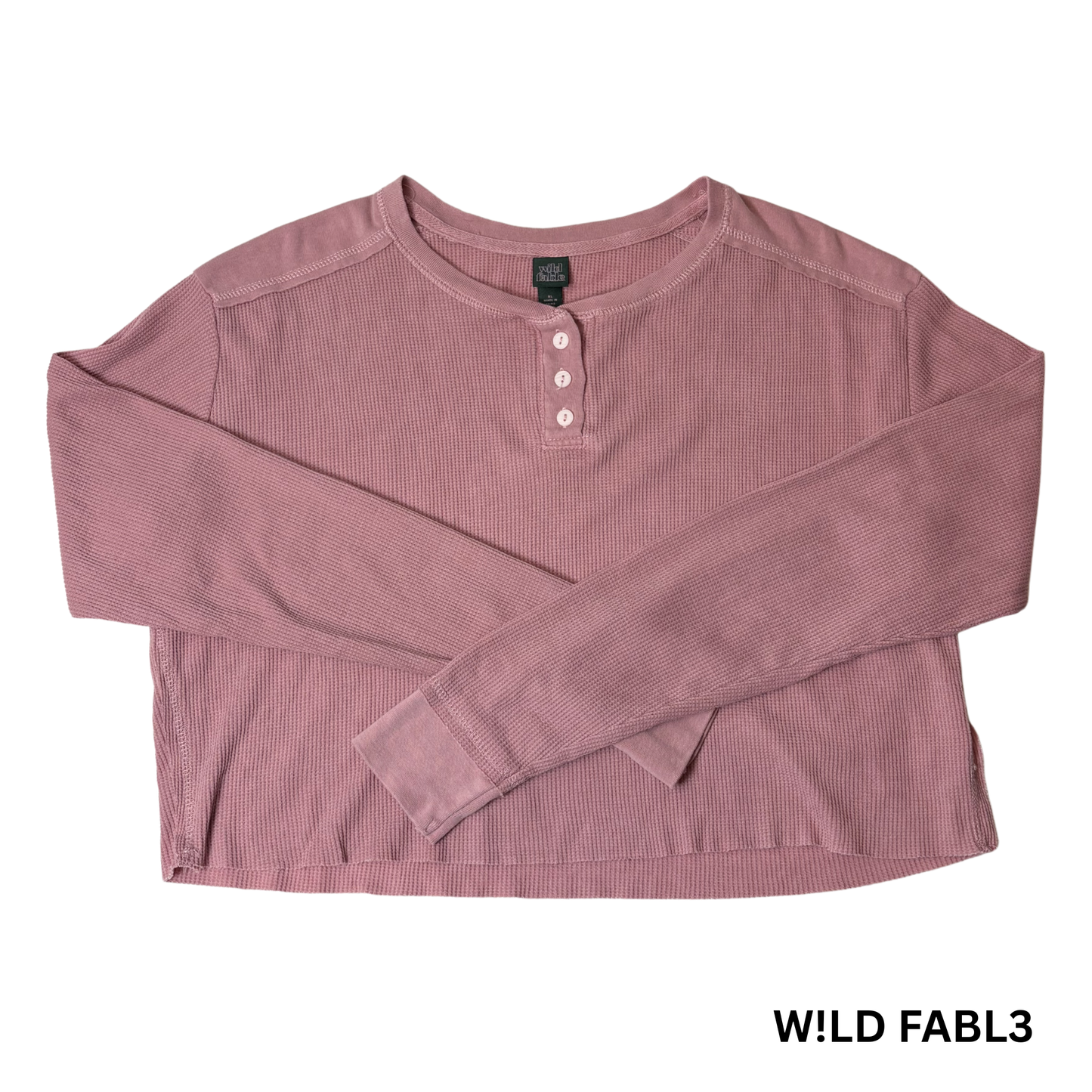 Women's Pink Cropped Long Sleeve Shirt - XL