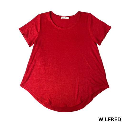 Women’s Red Short Sleeve Curved Hem Tee - Size S