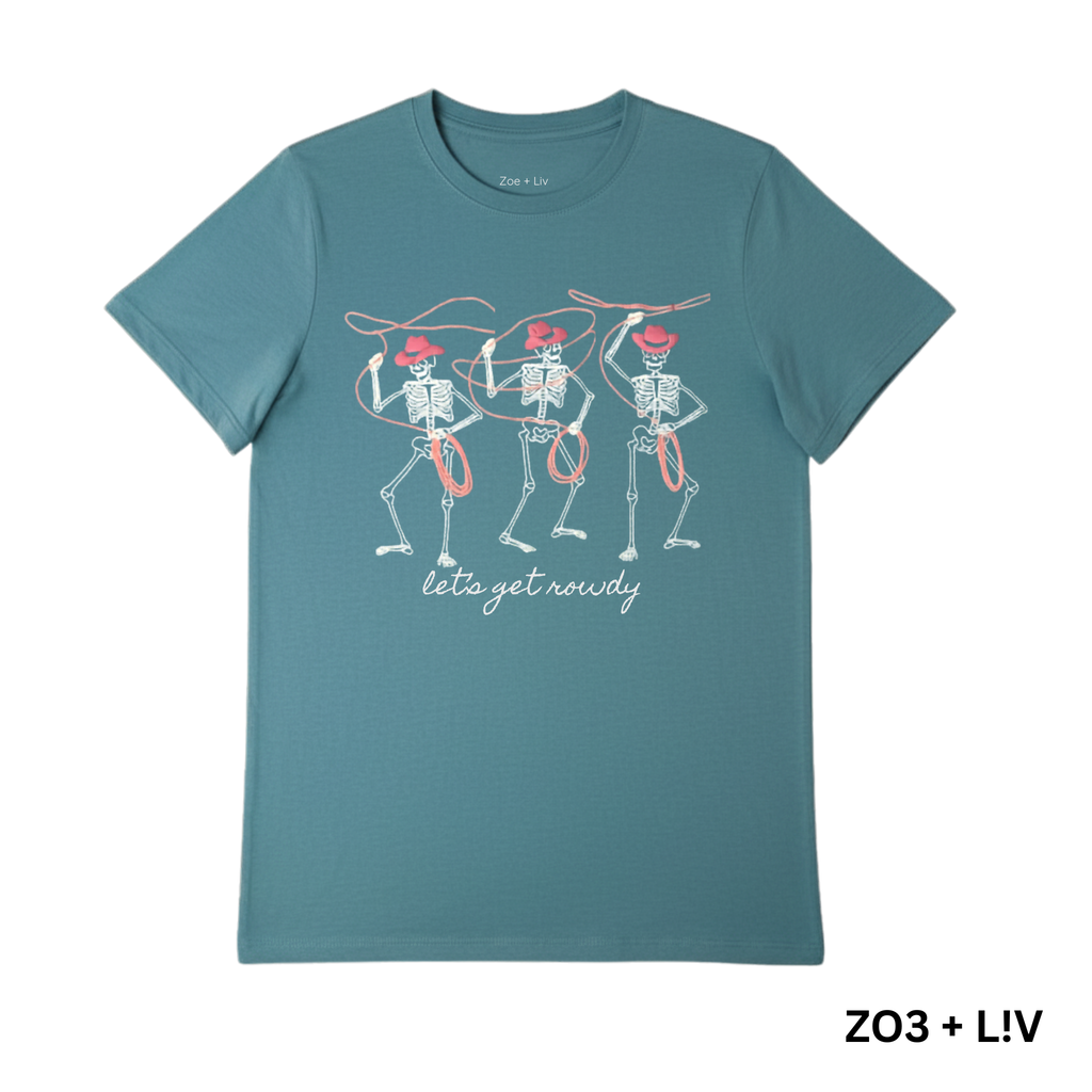 Women's Teal Short Sleeve Skeleton T-Shirt - XS