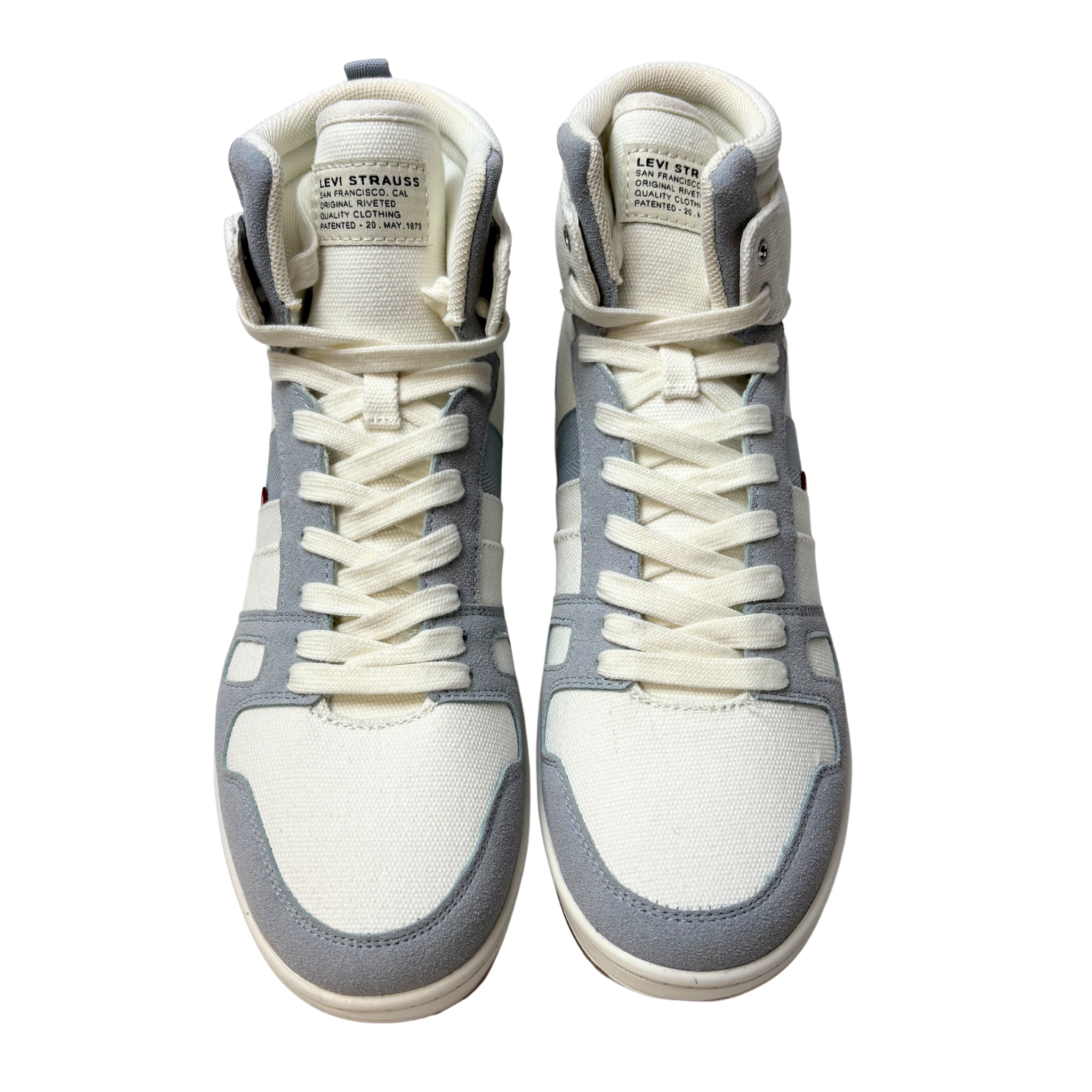 Women's White and Blue High Top Sneakers - 10