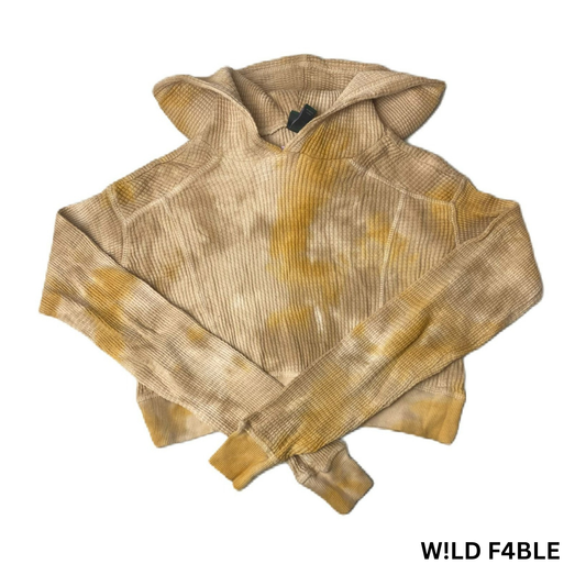 Women's Yellow Wash Cropped Long Sleeve Hooded Shirt