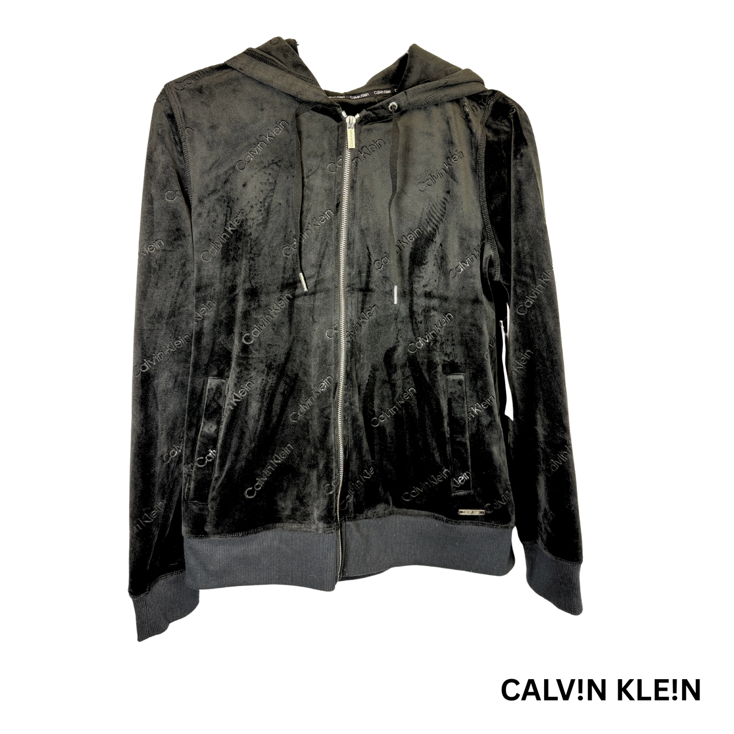 Women's Zip-Up Hoodie Size M with Embossed Logo & Pockets