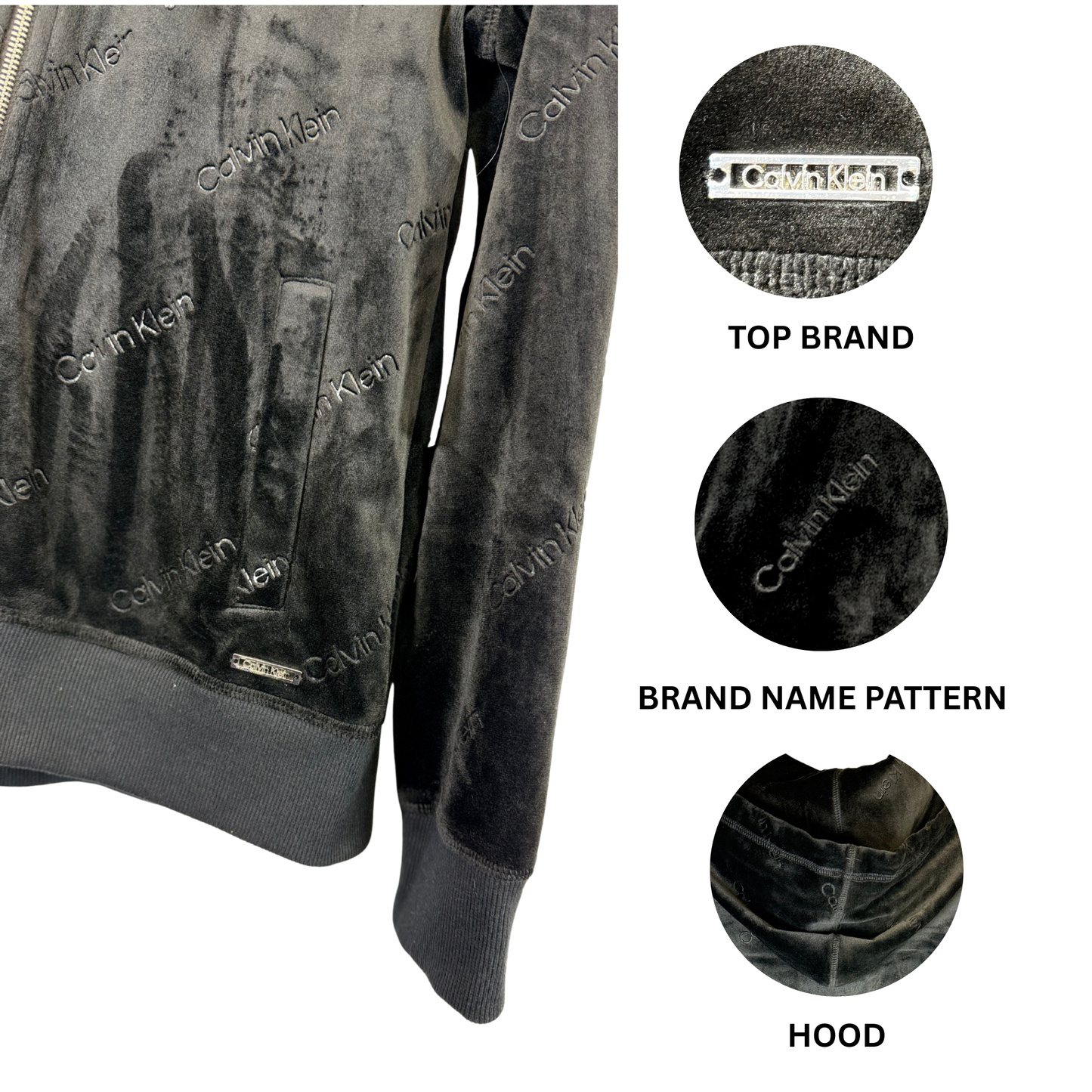 Women's Zip-Up Hoodie Size M with Embossed Logo & Pockets