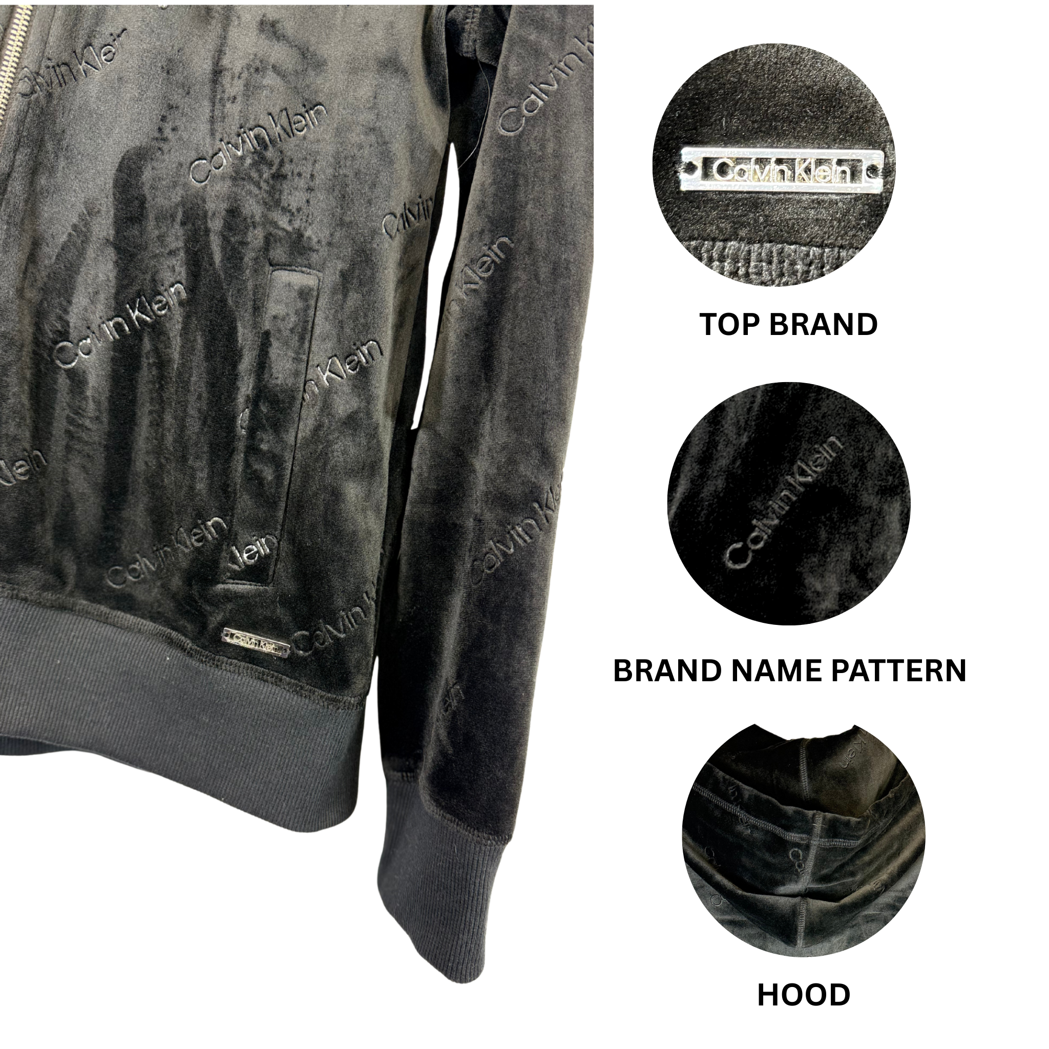 Women's Zip-Up Hoodie Size M with Embossed Logo & Pockets