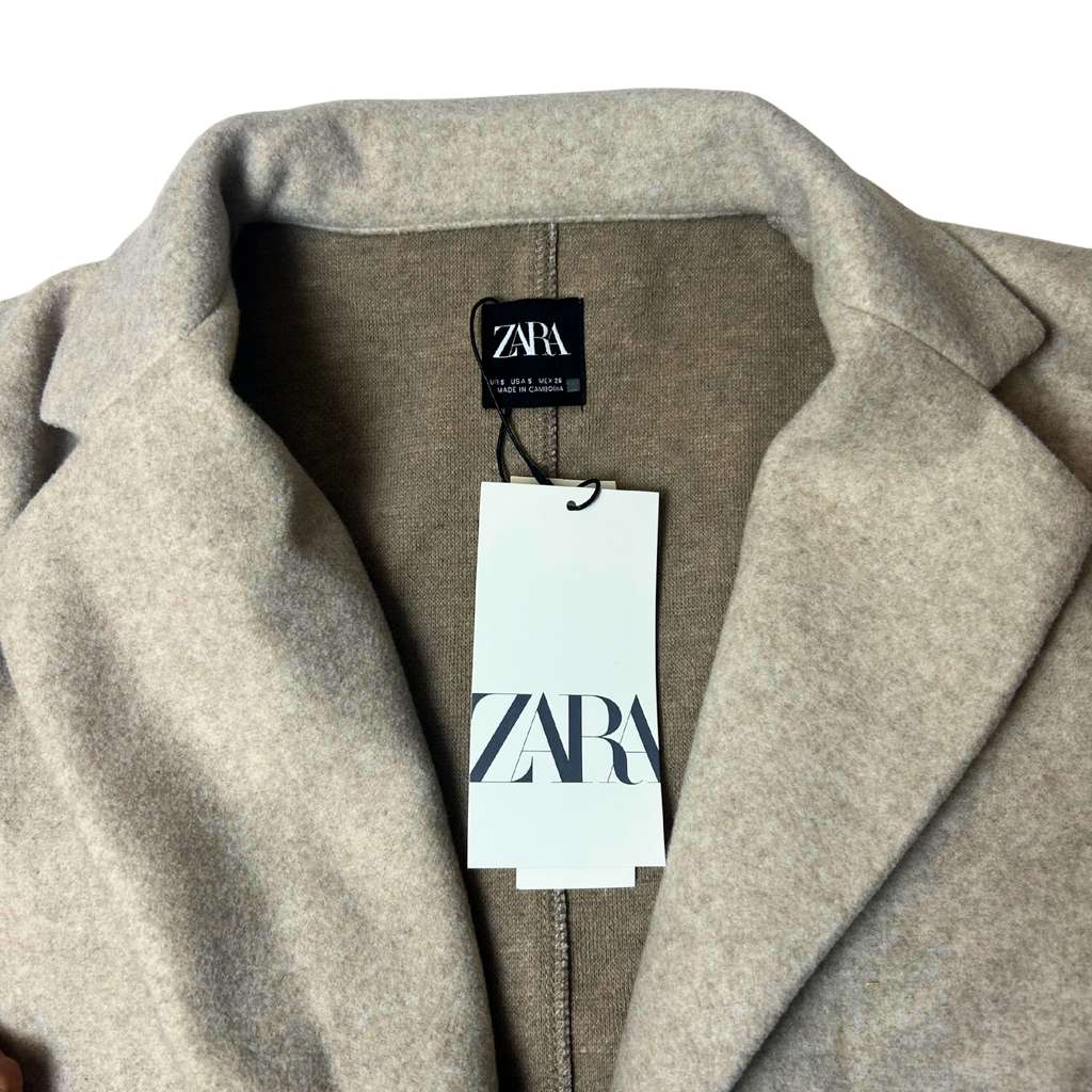 Women’s Basic Soft Coat – Camel – Size S – 100% Polyester