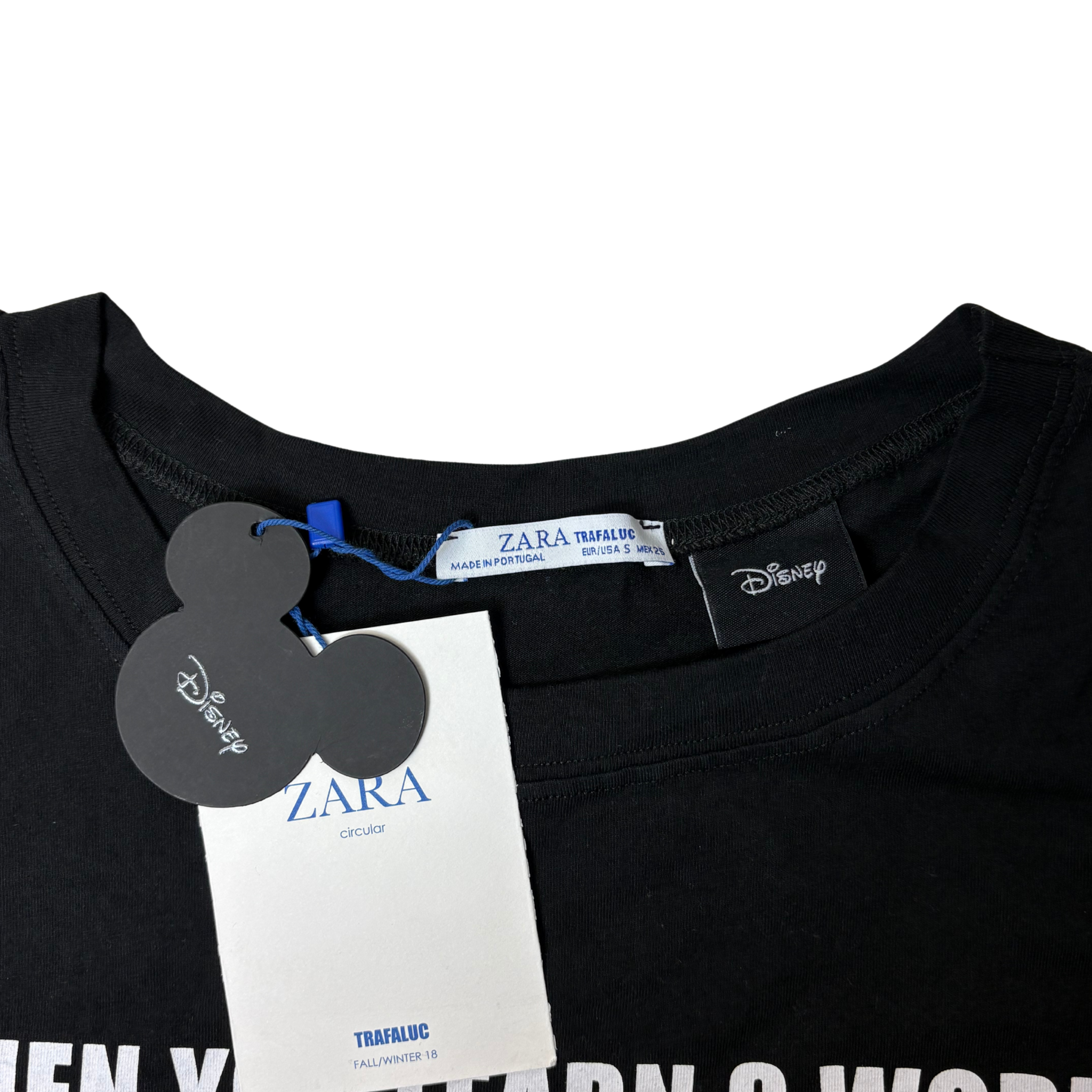 Women’s Black Graphic T-Shirt Short Sleeve 100% Cotton Size S