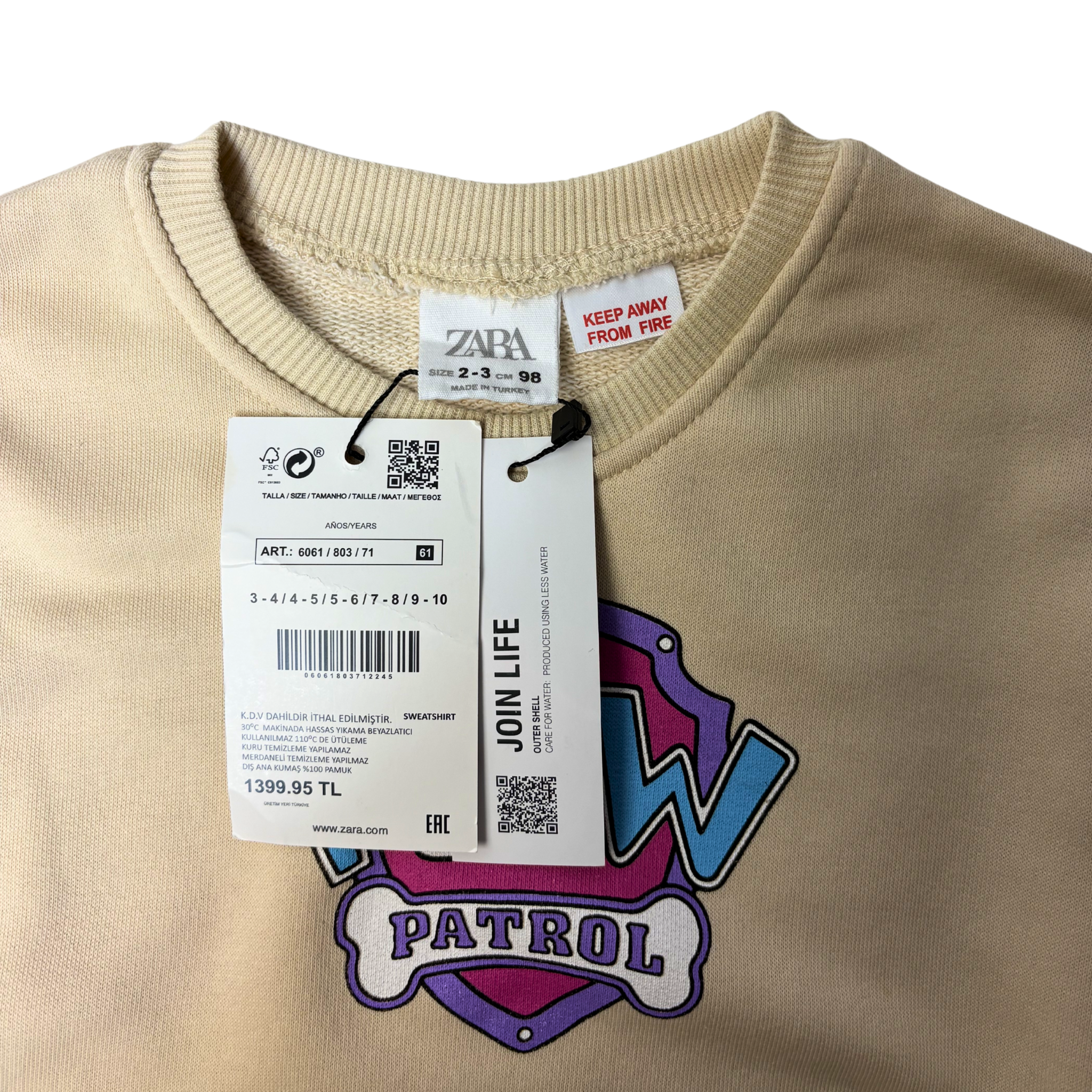 Girls Paw Patrol Crewneck Sweatshirt – Size 2-3 Years