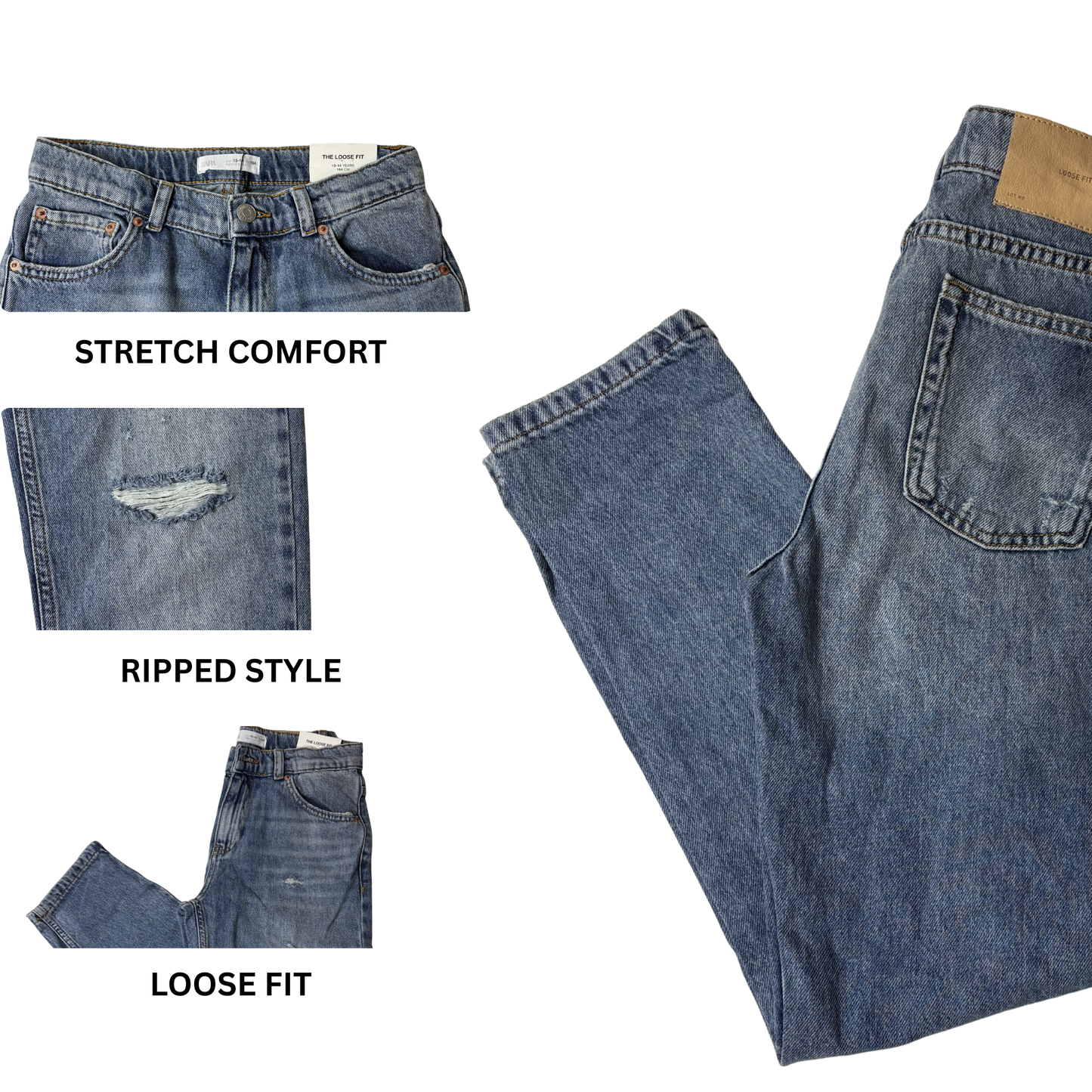 Girls Loose Fit Jeans – Size 13-14 Years