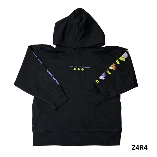Boys Black Graphic Pullover Hoodie – Size 6