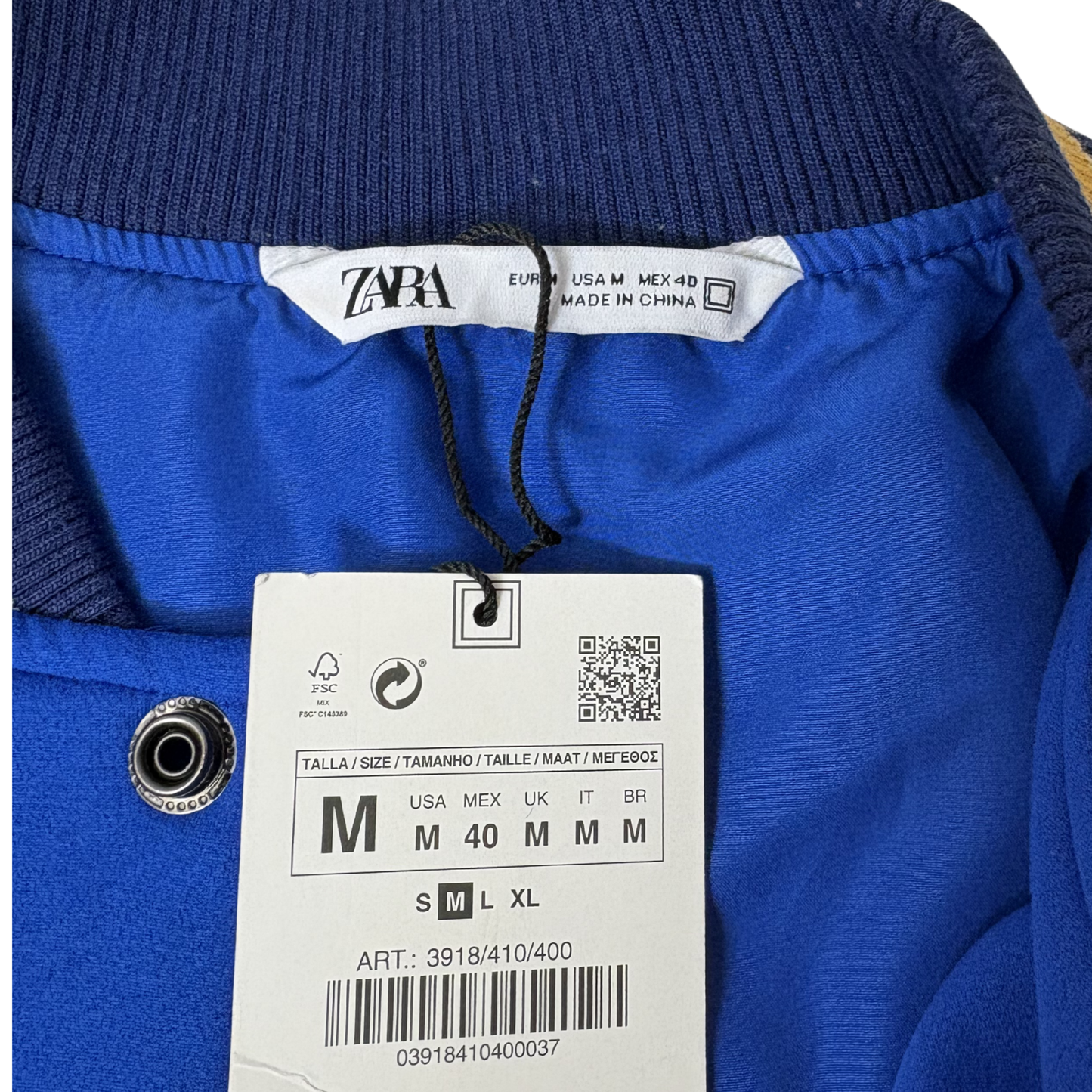 Men’s Blue Varsity Jacket – Size M