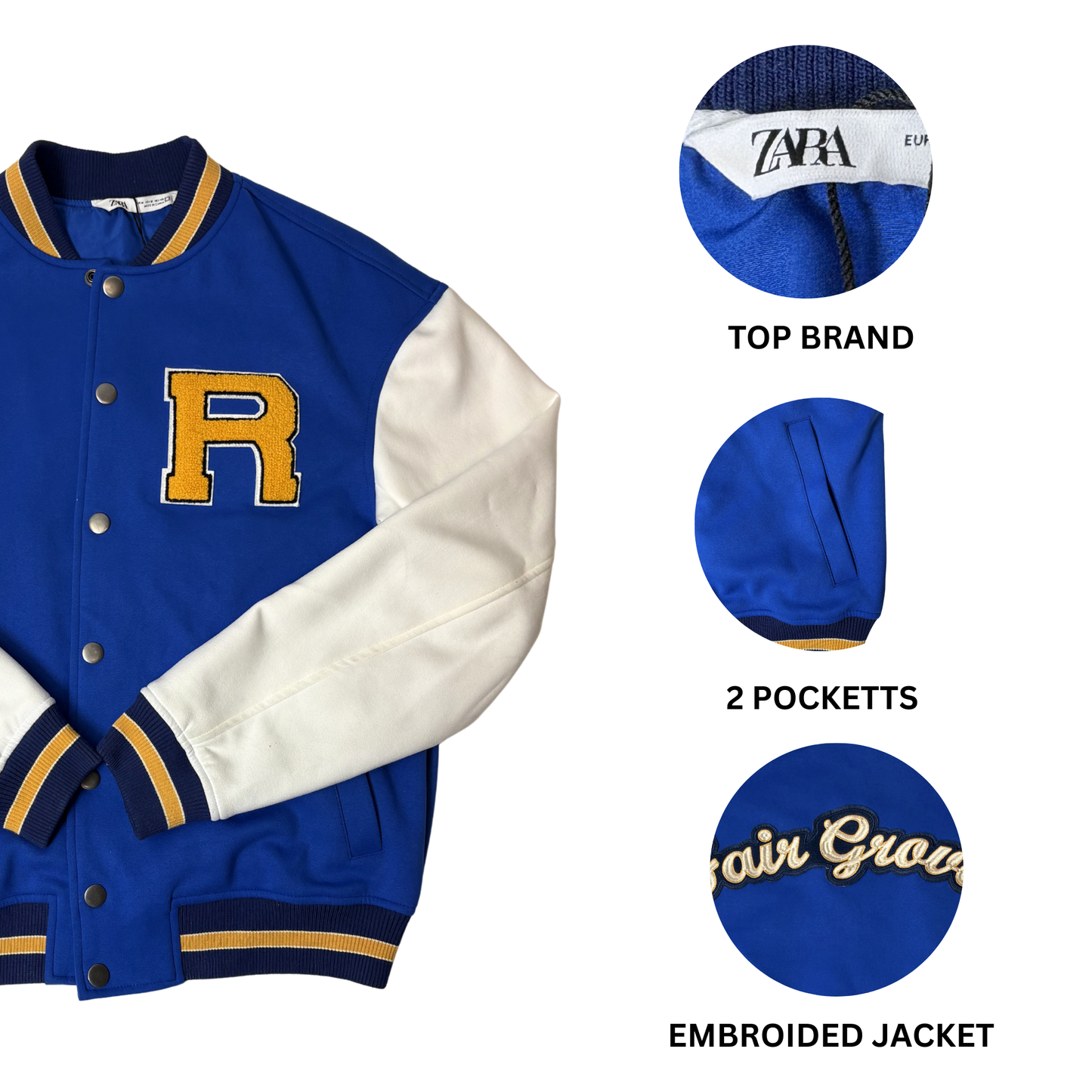 Men’s Blue Varsity Jacket – Size M