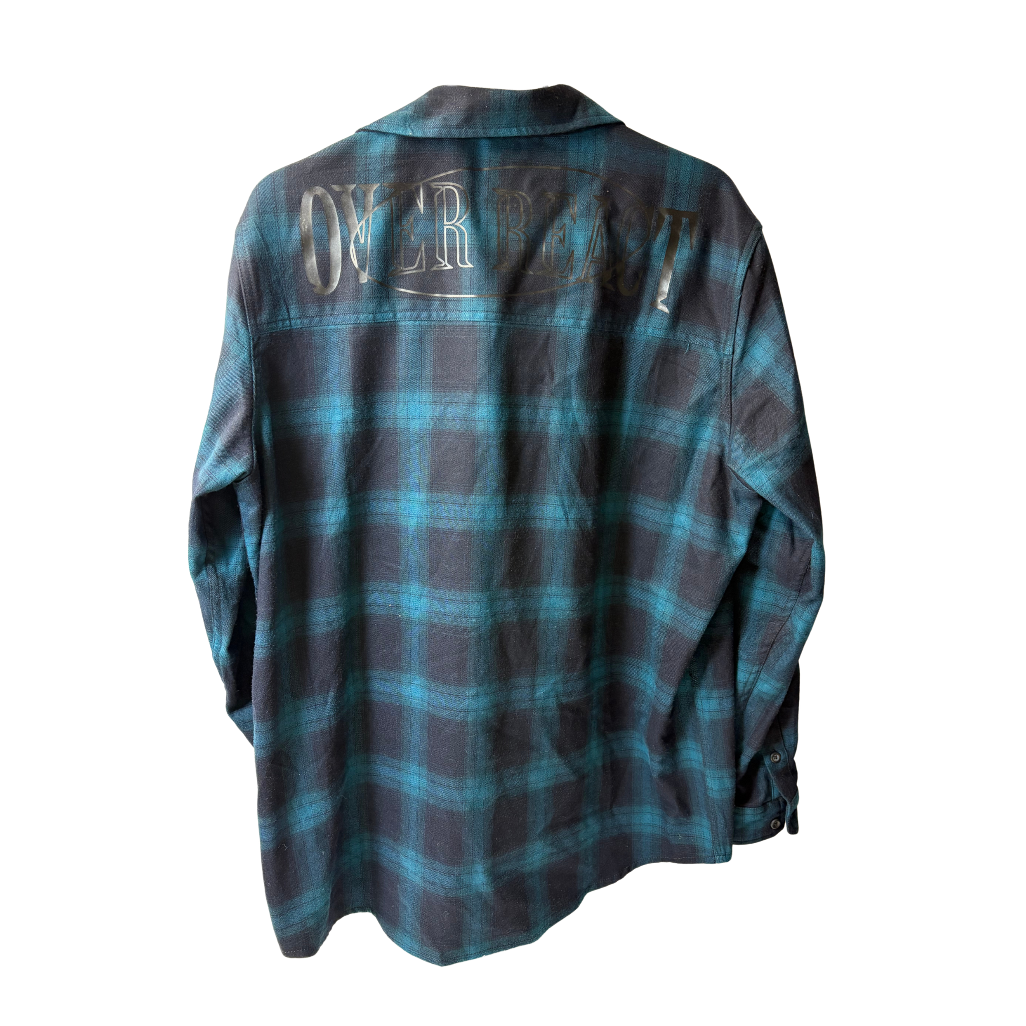 Men’s Green Plaid Shirt – Size L – Polyester Viscose Blend