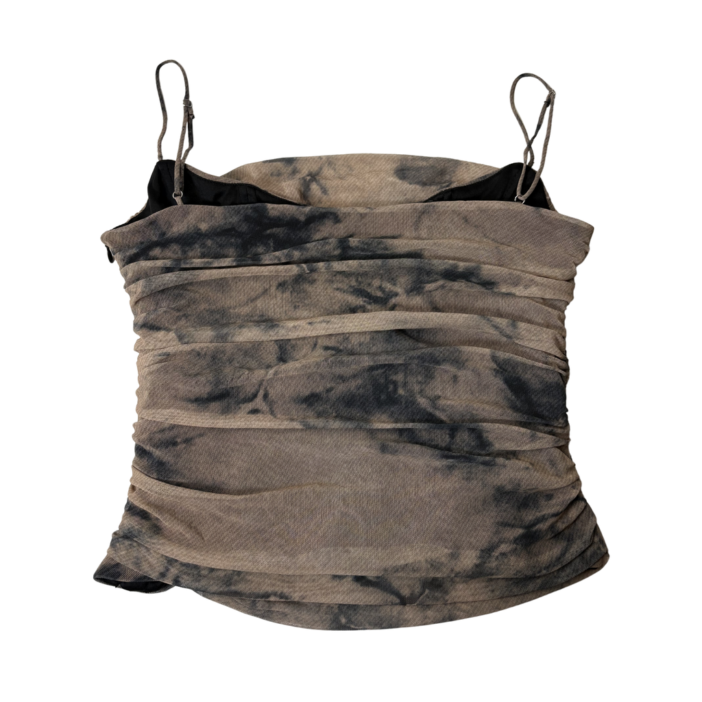 Women’s Brown & Black Sheer Mesh Top – Size L