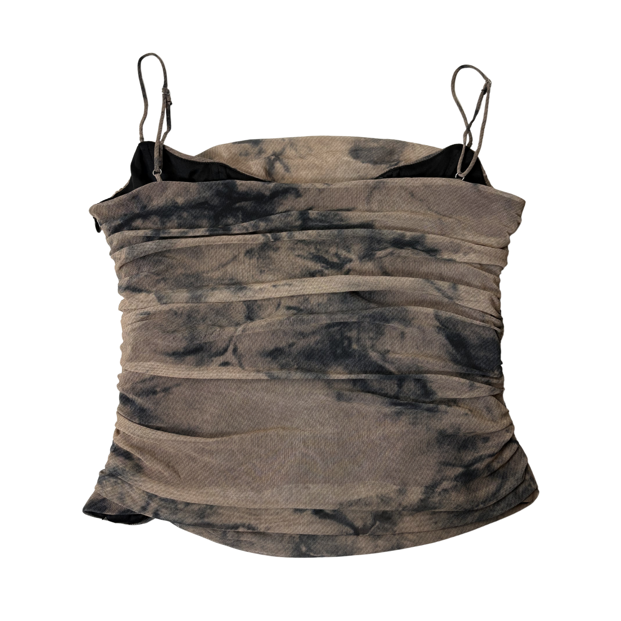 Women’s Brown & Black Sheer Mesh Top – Size L