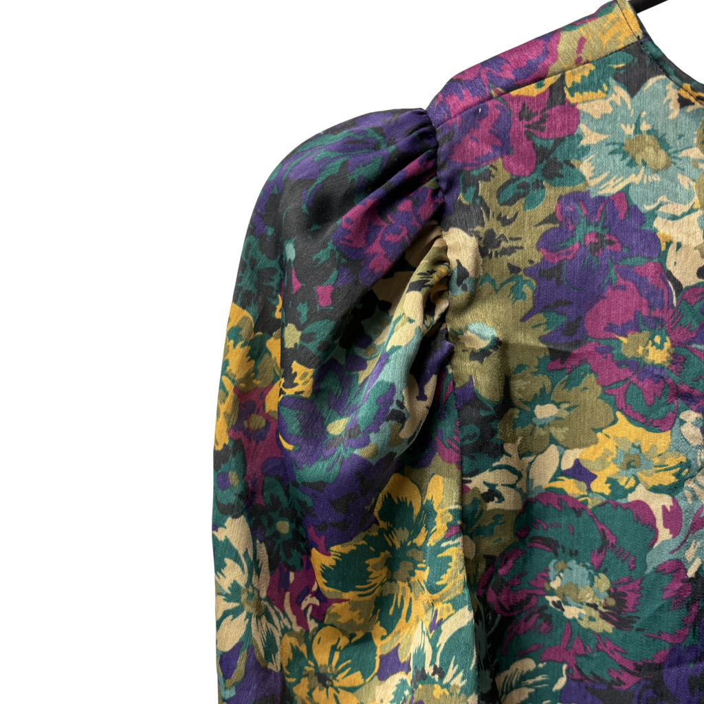 Women’s Satin Floral Print Mini Dress – Size XS