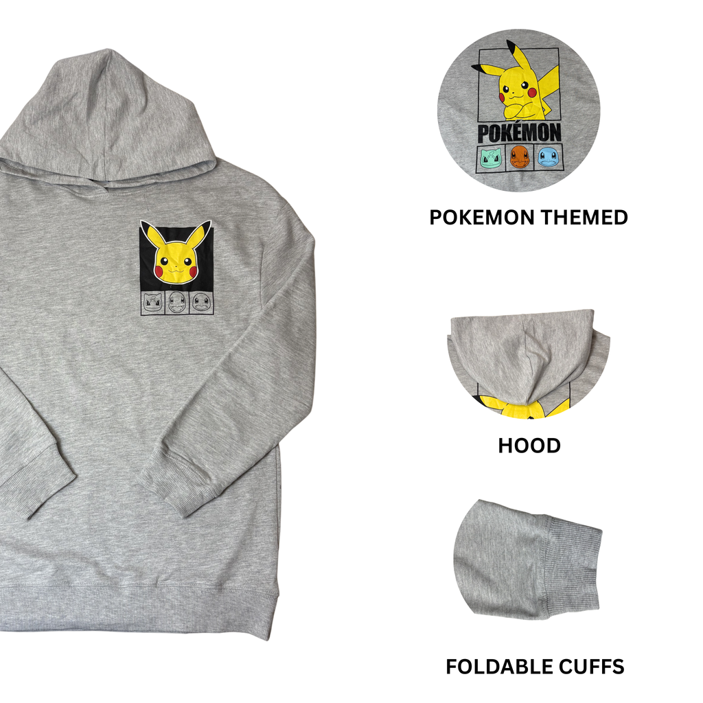 Boys Pokémon Gray Hoodie – Size 13-14 Years