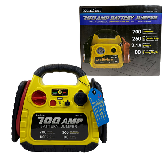 4-in-1 Portable Car Jump Starter with Air Compressor – 1000A, 260PSI