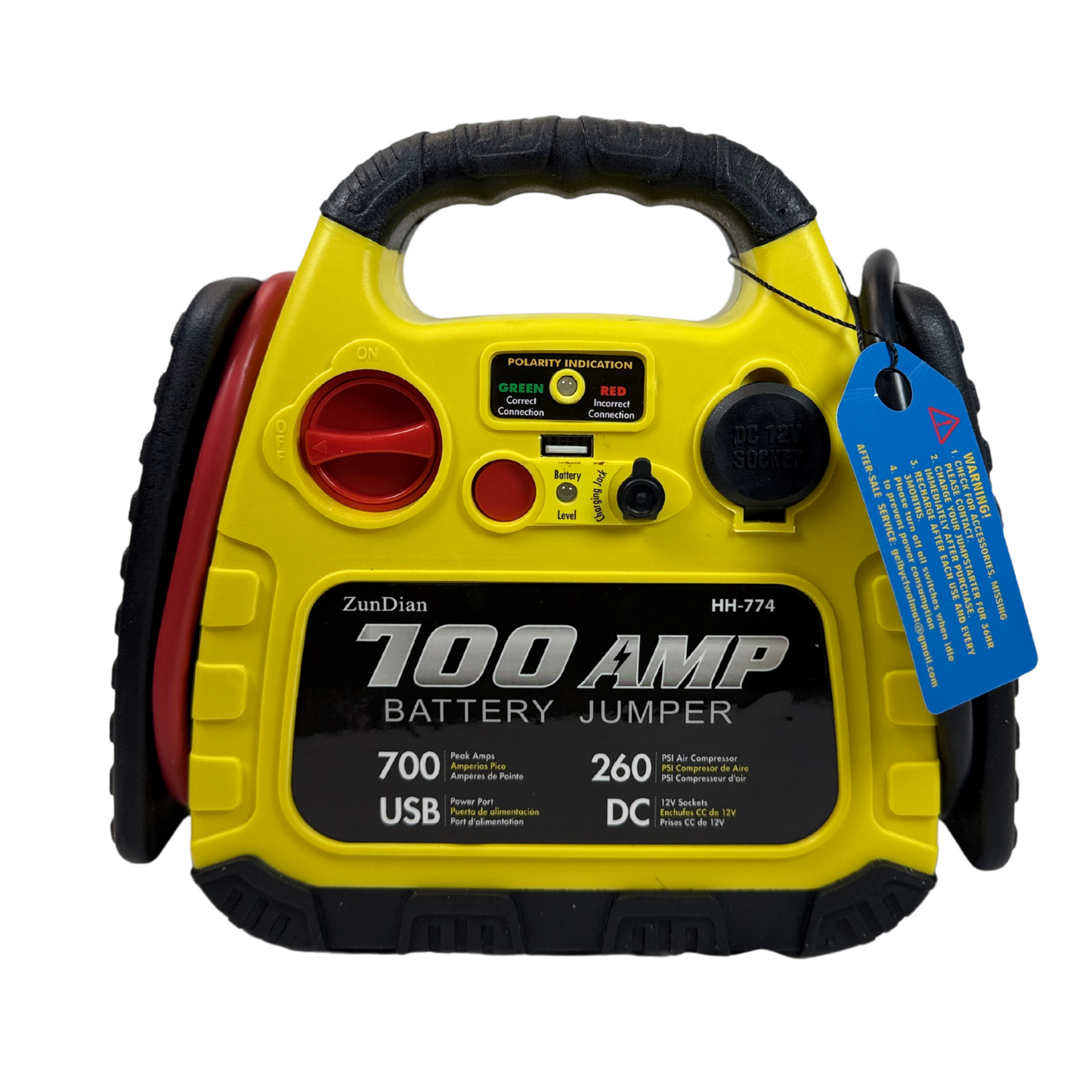 4-in-1 Portable Car Jump Starter with Air Compressor – 1000A, 260PSI