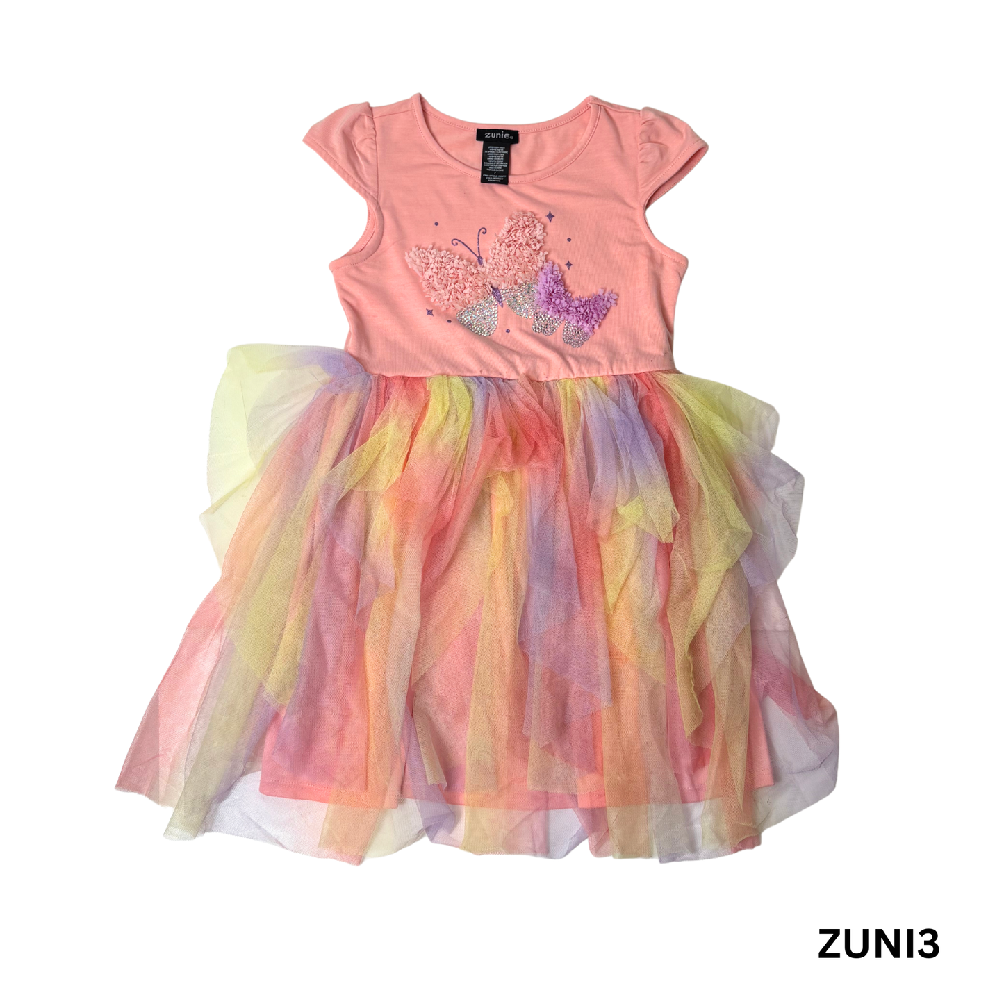 Girls’ Pink Butterfly Tulle Dress Size 7