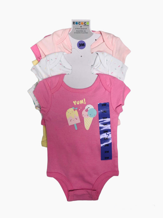 Lot de 6 bodys pour bébé fille - 3M