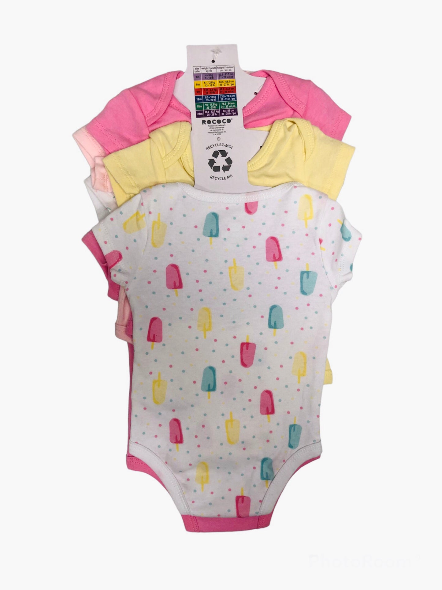 Lot de 6 bodys pour bébé fille - 3M