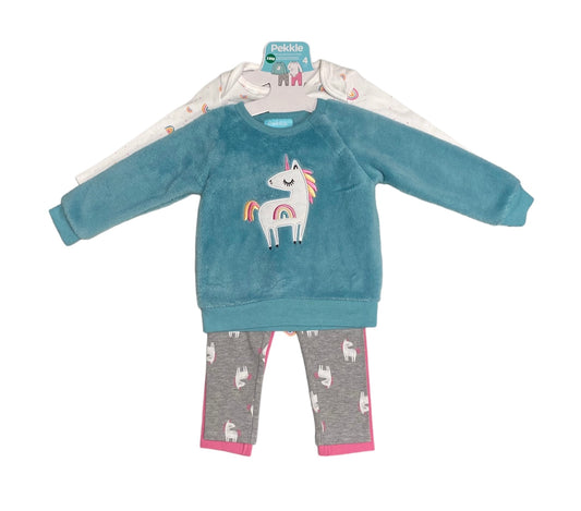 Unicorn 4-Piece Plush Top With Bodysuit & Pants