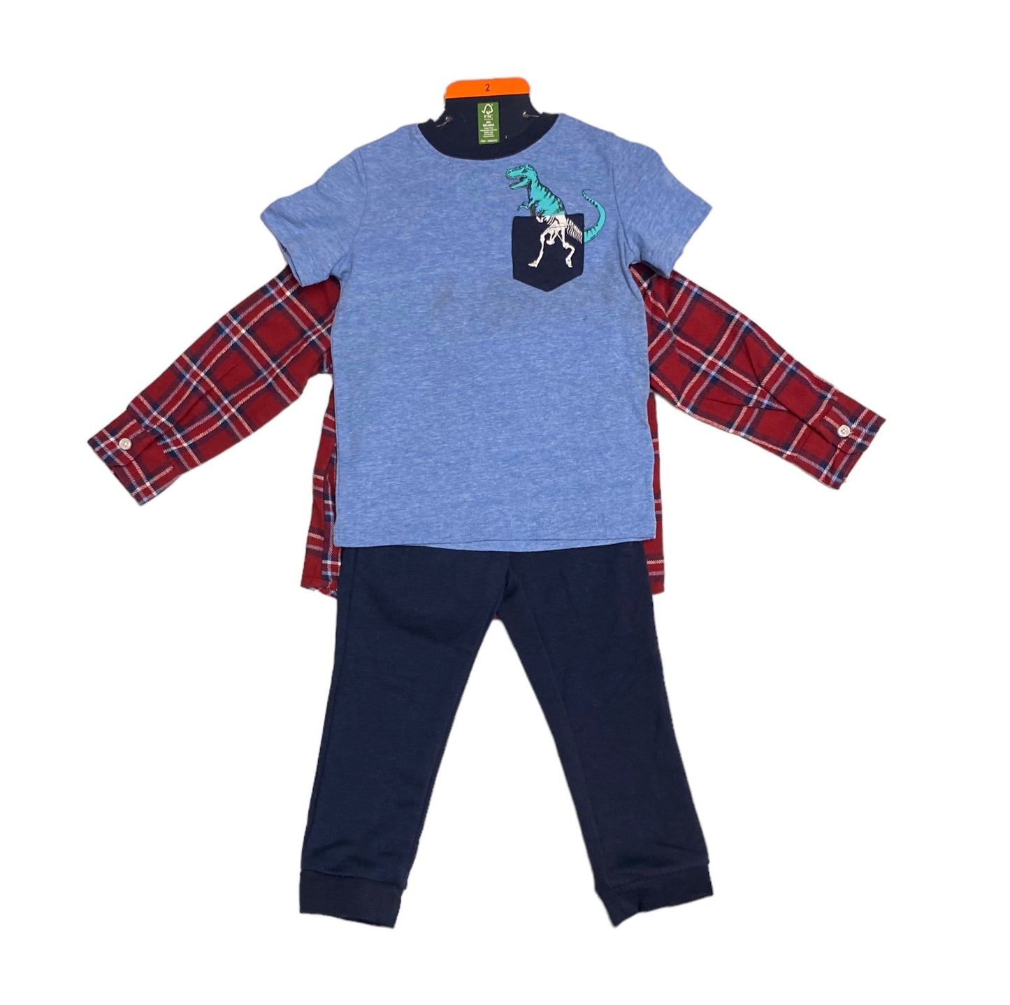 Boys 3-Piece Red Hooded Flannel Set - Size 2