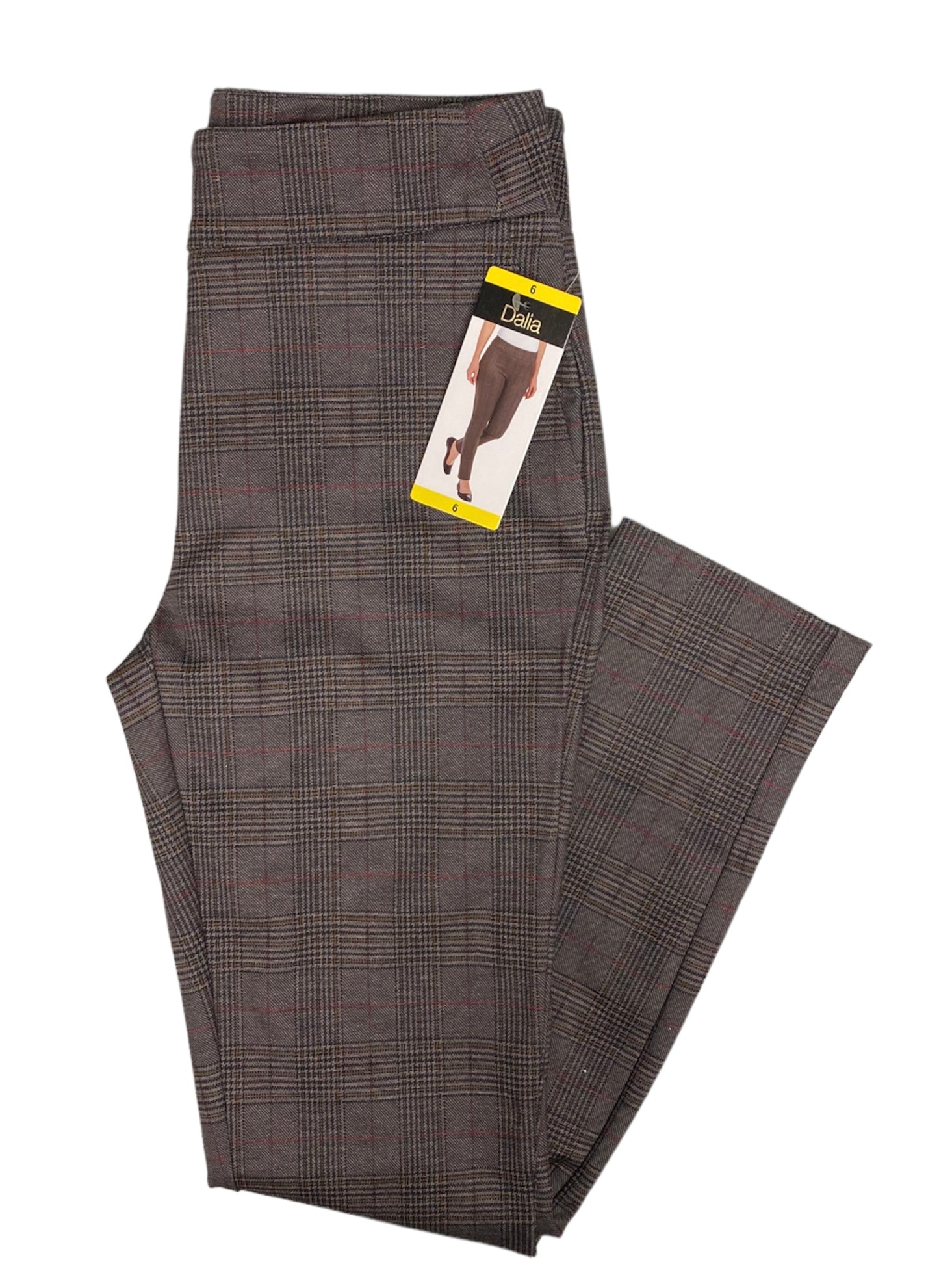 Women's Brown Plaid Dress Pants - Size 6