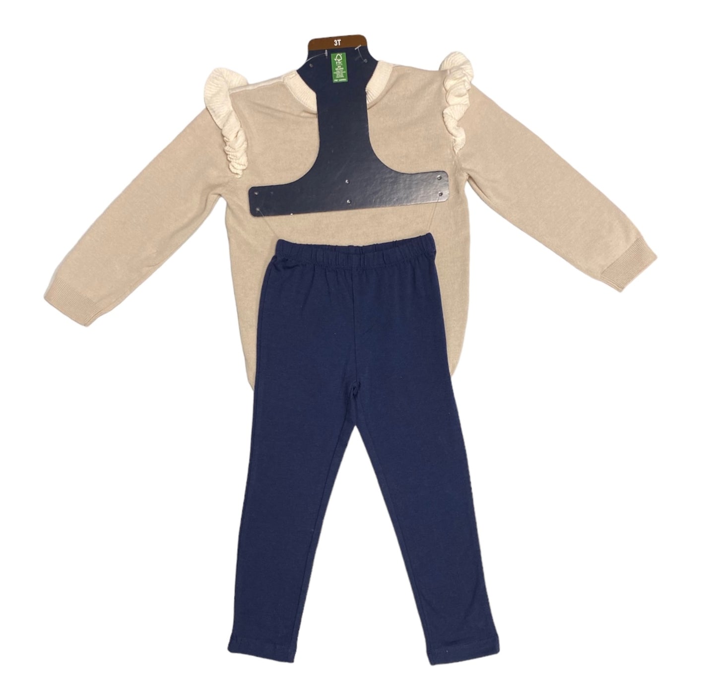 Girls Beige 2-Piece Holiday Sweater Set - 3T